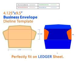 negocio sobre w 4.125, l 9.5 pulgadas dieline modelo vector