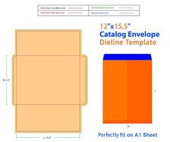 catalogar sobre w 12, l 15..5 pulgadas dieline modelo vector