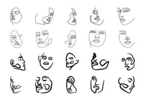 Abstract Face Line Art Set vector