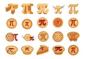 Pi Day Cartoon Element Set vector