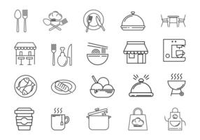 Food Restaurant Line Icon Set vector