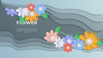 Colorful paper cut-out flower background vector