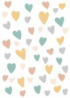 hand drawn Scandi style pastel hearts pattern design vector