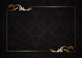 elegant background with damask pattern and gold frame vector