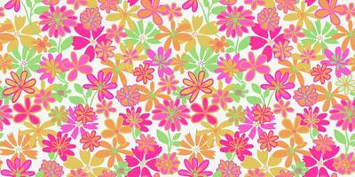 Colorful creative groovy flowers seamless pattern. hand drawn sketch. Abstract cute ditsy floral printing. Template for designs, notebook cover, childish textiles, children, fabric, vector