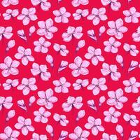 Artistic abstract wild meadow floral seamless pattern. hand drawn. Colorful ditsy flowers and buds printing on a red background. Template for designs, fabric, textiles vector
