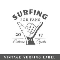 Surfing label isolated on white background vector