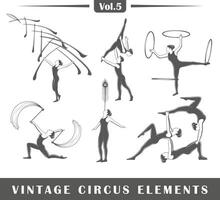 Set of elements of the circus isolated on white background vector