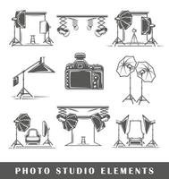 Set of elements of the photo studio isolated on white background vector