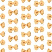 Pattern of pasta bows, which is ideal for culinary themed decorations inspired by Italian cuisine. Seamless texture of several variants of Italian types of flour pasta. Objects on a white background vector