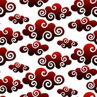 A pattern of red gradient Chinese clouds in a traditional Asian style. Bright clouds on a white background. Repetition of traditional Asian materials. Natural motifs vector