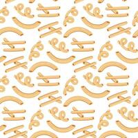 Pattern of different types of pasta. Chopsticks, spirals for decoration on culinary themes inspired by Italian cuisine. Homogeneous texture of several versions of flour pasta made from Italian flour vector