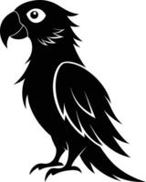 Black parrot silhouette on white background illustration vector