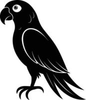 Black parrot silhouette on white background illustration vector