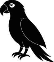 Black parrot silhouette on white background illustration vector