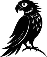 Black parrot silhouette on white background illustration vector