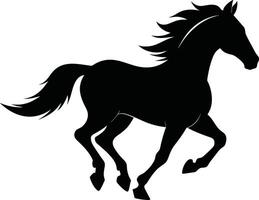 negro silueta de un caballo corriendo con un largo cola vector