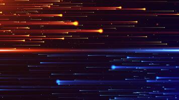 Abstract digital background with glowing neon particle lines. movement of a stream of luminous bright lines. Digital technology, social media connection, fast internet connection. Seamless loop video