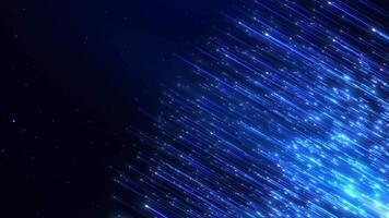 Abstract digital background with glowing neon particles or bright rays of light flying upward. movement of a stream of glowing bright lines of particles video