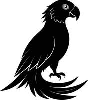 Black parrot silhouette on white background illustration vector