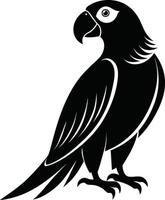 Black parrot silhouette on white background illustration vector