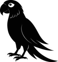 Black parrot silhouette on white background illustration vector