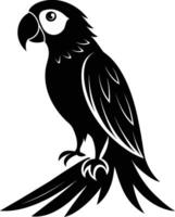 Black parrot silhouette on white background illustration vector