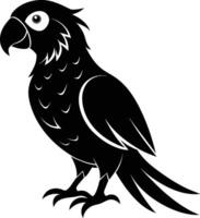 Black parrot silhouette on white background illustration vector