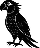 Black parrot silhouette on white background illustration vector