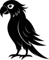 Black parrot silhouette on white background illustration vector