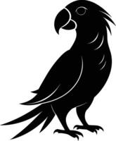 Black parrot silhouette on white background illustration vector