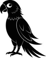 Black parrot silhouette on white background illustration vector