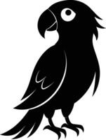 Black parrot silhouette on white background illustration vector