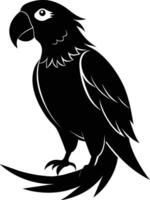 Black parrot silhouette on white background illustration vector