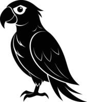 Black parrot silhouette on white background illustration vector