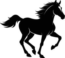 Black silhouette of a horse running with a long tail vector