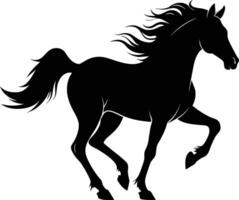 Black silhouette of a horse running with a long tail vector