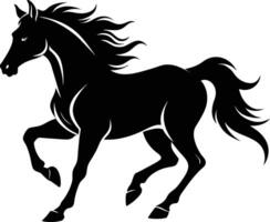 Black silhouette of a horse running with a long tail vector