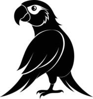 Black parrot silhouette on white background illustration vector