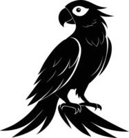 Black parrot silhouette on white background illustration vector