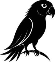 Black parrot silhouette on white background illustration vector