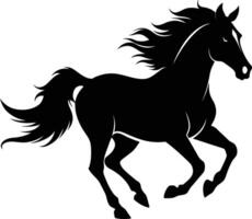 Black silhouette of a horse running with a long tail vector