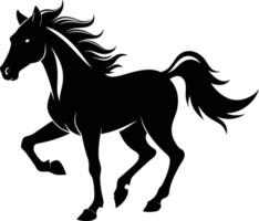 Black silhouette of a horse running with a long tail vector