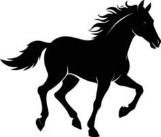 Black silhouette of a horse running with a long tail vector