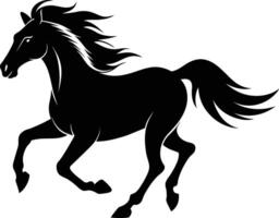 Black silhouette of a horse running with a long tail vector