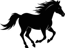 Black silhouette of a horse running with a long tail vector