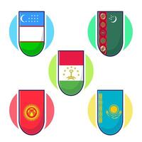 genial dibujos animados de central asiático países bandera icono mascota ilustración vector