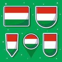 Flat cartoon illustration of Hungary national flag with many shapes inside vector