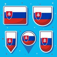Flat cartoon illustration of Slovakia national flag with many shapes inside vector