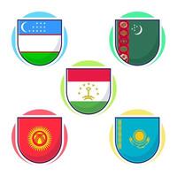 Cute cartoon illustration of Central Asian countries flag icon mascot collection vector